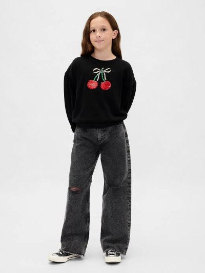 Kız Çocuk | Relaxed Flippy-Sequin Grafikli Sweatshirt