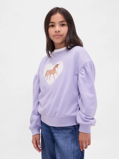 Kız Çocuk | Relaxed Flippy-Sequin Grafikli Sweatshirt
