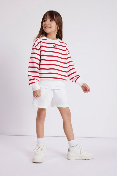 MAVİ LOGO BASKILI ÇİZGİLİ SWEATSHIRT  Ac