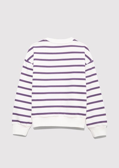 MAVİ LOGO BASKILI ÇİZGİLİ SWEATSHIRT  My