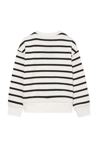 MAVİ LOGO BASKILI ÇİZGİLİ SWEATSHIRT  Si