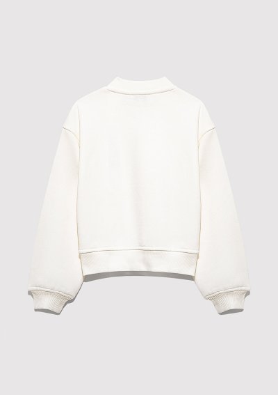 M BASKILI ÖRME BOMBER CEKET Kırık Beyaz