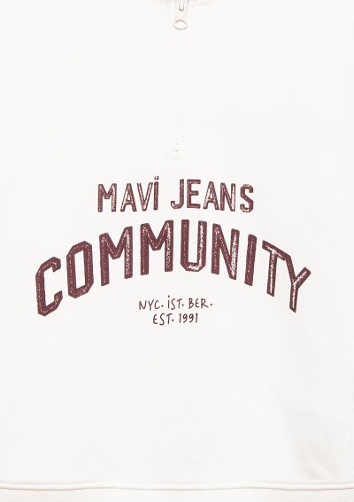 MAVİ JEANS COMMUNITY BASKILI KAPÜŞONLU S