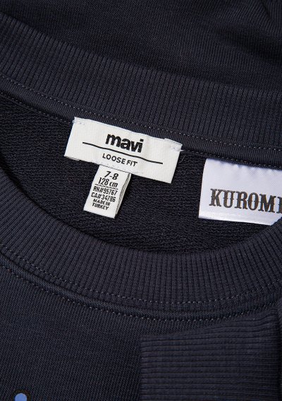 KUROMI BASKILI SWEATSHIRT Kömür