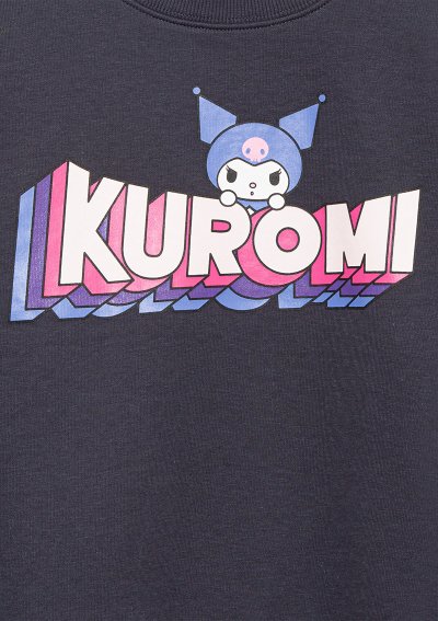 KUROMI BASKILI SWEATSHIRT Kömür