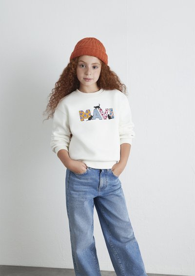 MAVİ BASKILI SWEATSHİRT Kırık Beyaz