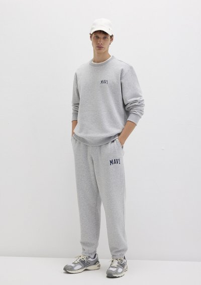 MAVİ BASKILI EŞOFMAN ALTI Gri Melanj