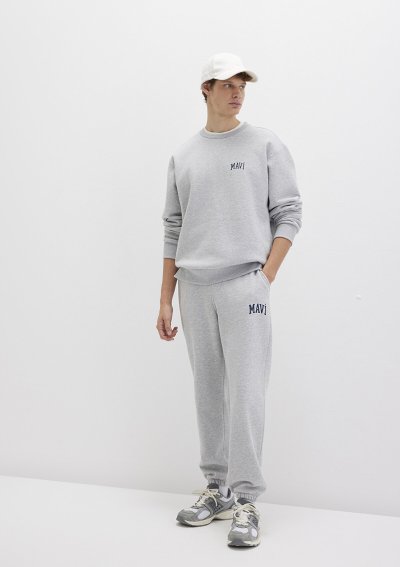 MAVİ BASKILI EŞOFMAN ALTI Gri Melanj