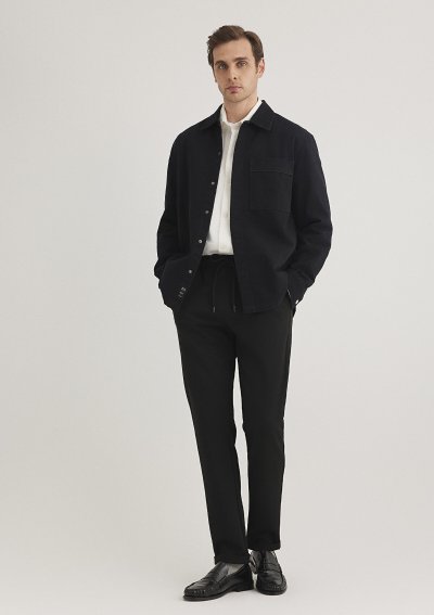 PİKE ÖRME PANTOLON Siyah