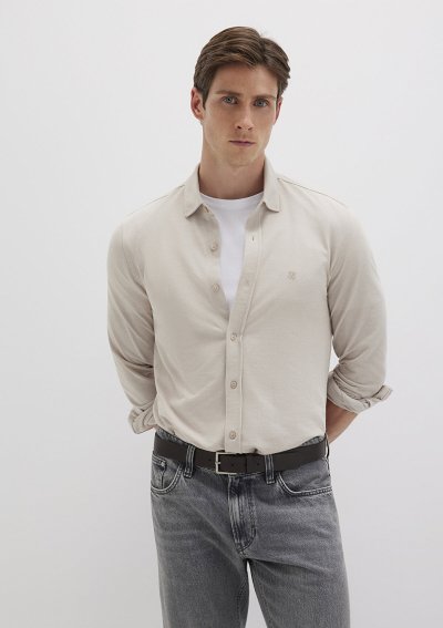 UZUN KOL GÖMLEK  Soluk Toz Beji