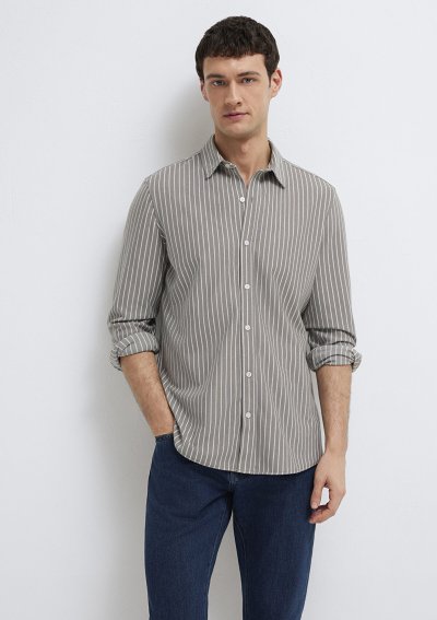 ÇİZGİLİ GÖMLEK Morel zemin üzeri white s