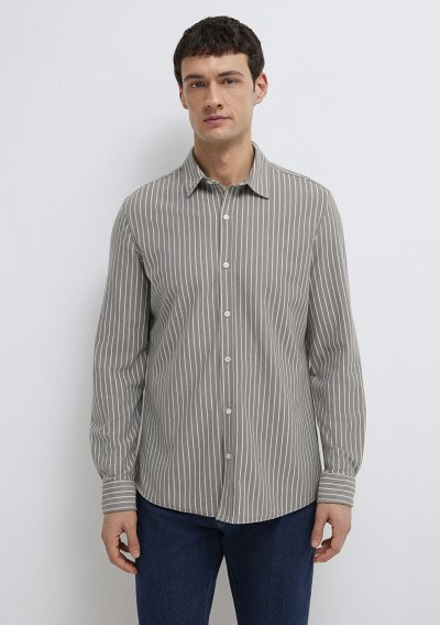 ÇİZGİLİ GÖMLEK Morel zemin üzeri white s