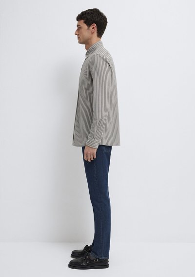 ÇİZGİLİ GÖMLEK Morel zemin üzeri white s