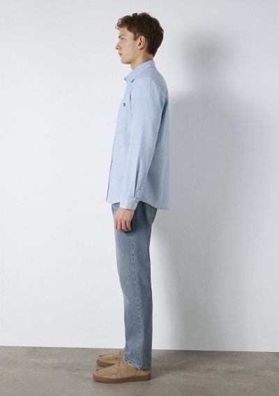 ÇİZGİLİ GÖMLEK White stripe /indigo zemi