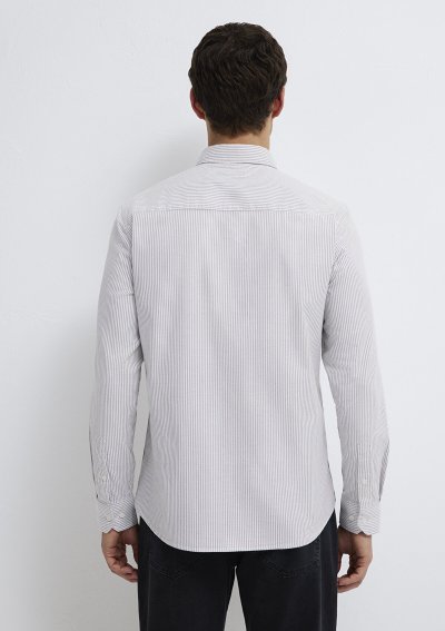 ÇİZGİLİ GÖMLEK White üzerine Glacier Gra