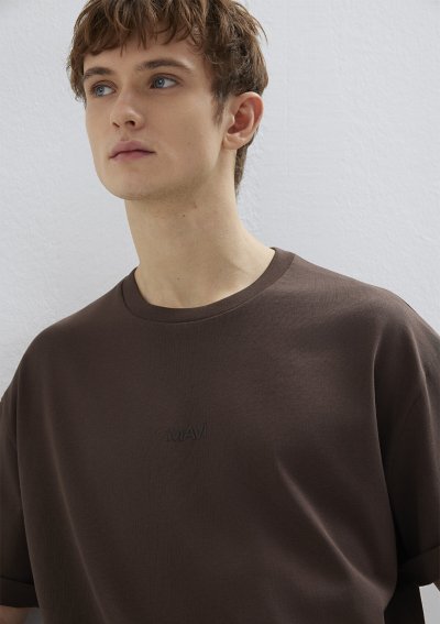 MAVİ BASKILI TİŞÖRT Seal Brown