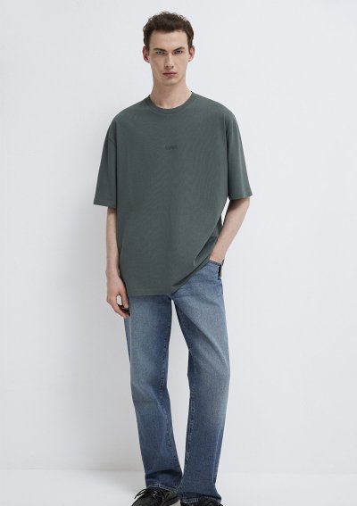 MAVİ BASKILI TİŞÖRT Yosun Yeşili