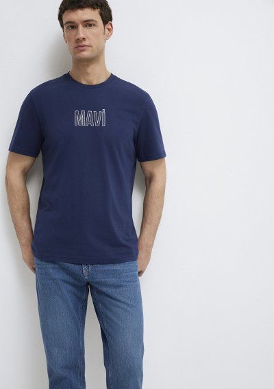 MAVİ BASKILI TİŞÖRT Derin Lacivert