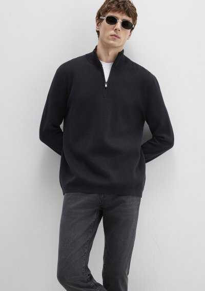 HALF ZIP KAZAK Siyah