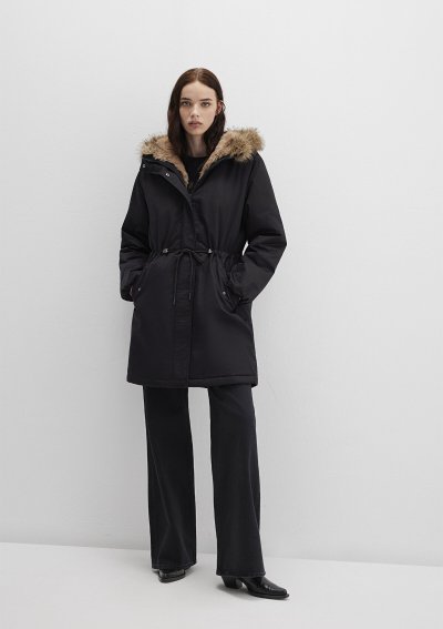 KAPİŞONLU PARKA Siyah