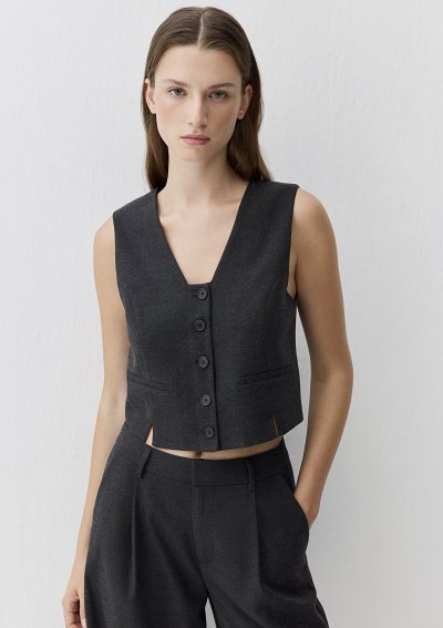 DOKUMA YELEK Antrasit Melange