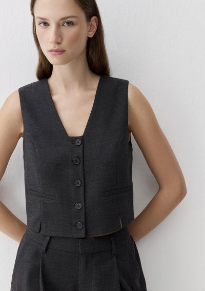 DOKUMA YELEK Antrasit Melange