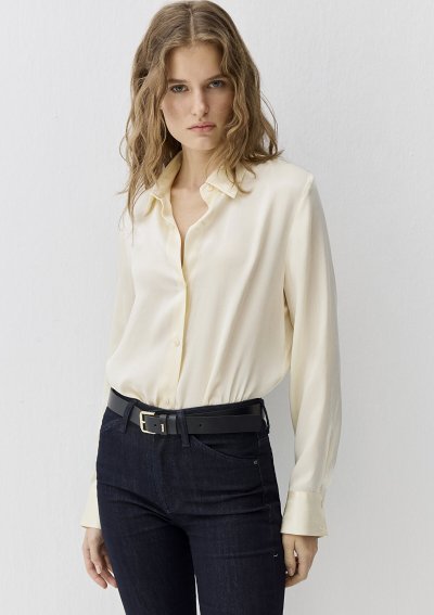 UZUN KOLLU DOKUMA GÖMLEK  Açık Ekru