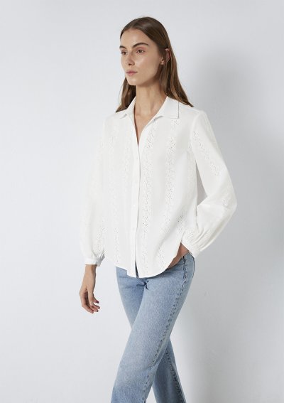 UZUN KOLLU DOKUMA GÖMLEK  Kırık Beyaz