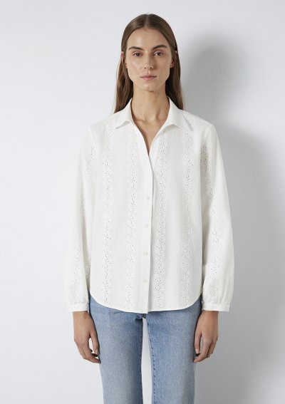 UZUN KOLLU DOKUMA GÖMLEK  Kırık Beyaz