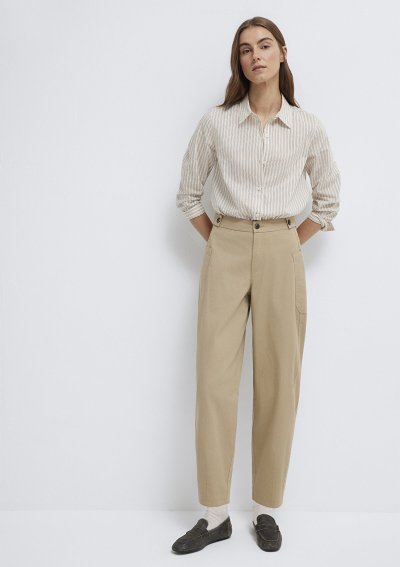 UZUN KOLLU DOKUMA GÖMLEK  Kahverengi Çiz