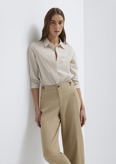 UZUN KOLLU DOKUMA GÖMLEK  Kahverengi Çiz