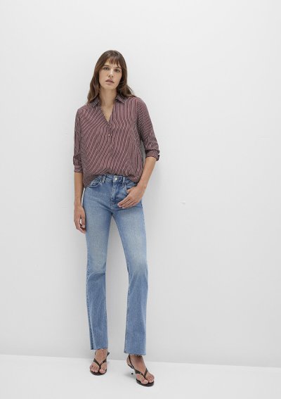 DÜĞME DETAYLI BLUZ Burgundy Stripe