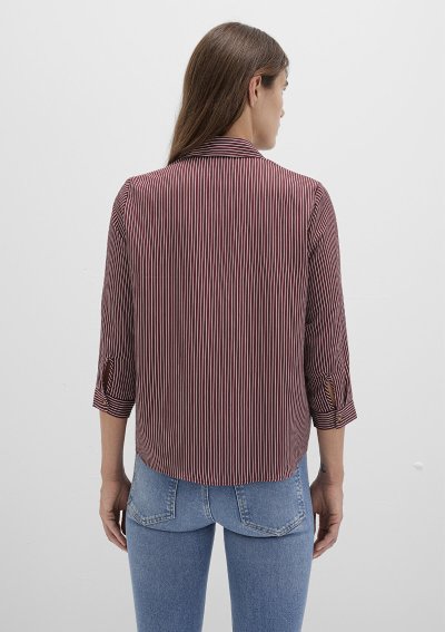 DÜĞME DETAYLI BLUZ Burgundy Stripe