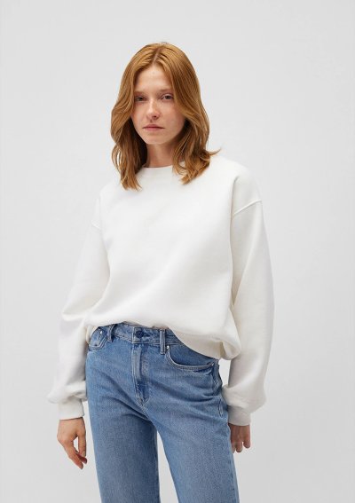 BİSİKLET YAKA SWEATSHIRT Kırık Beyaz