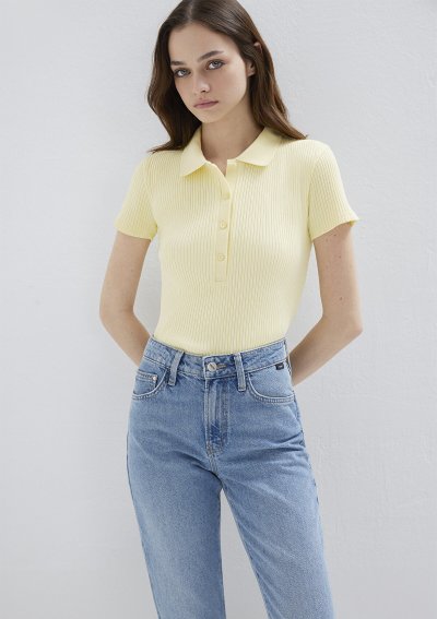 POLO YAKA PENYE Pastel Yellow