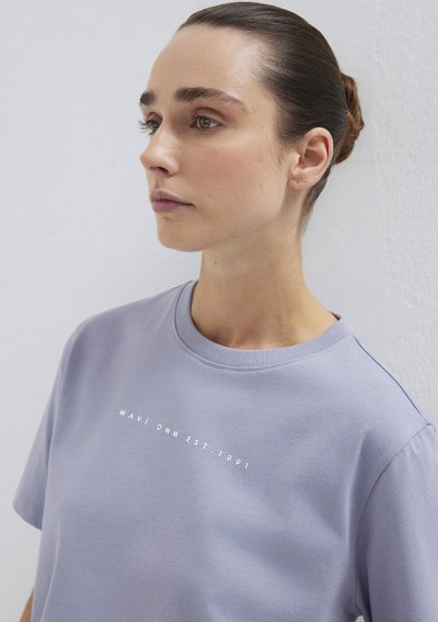 MAVİ BASKILI TİŞÖRT Soluk Mor