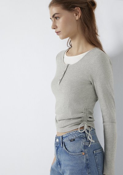 UZUN KOLLU MODELLİ PENYE Açık Gri Melanj