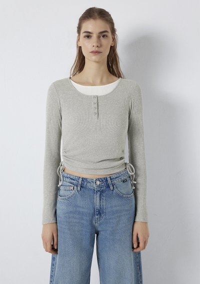 UZUN KOLLU MODELLİ PENYE Açık Gri Melanj