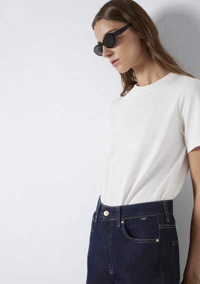 KISA KOLLU BASIC TİŞÖRT Hindistan Cevizi