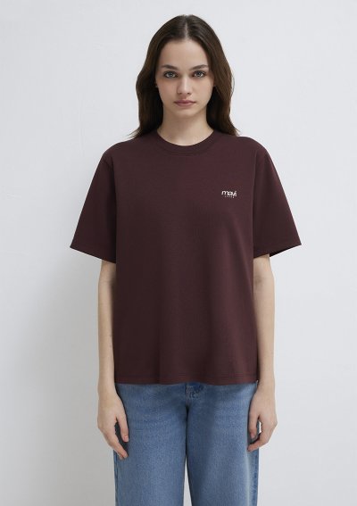 MAVİ BASKILI TİŞÖRT Karamel