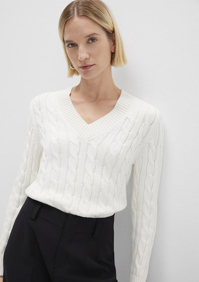 V YAKA KAZAK Kırık Beyaz