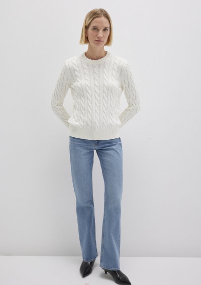 BİSİKLET YAKA KAZAK Kırık Beyaz