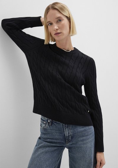 BİSİKLET YAKA KAZAK Siyah