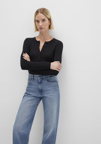 YARIM DÜĞMELİ KAZAK Antrasit Melanj