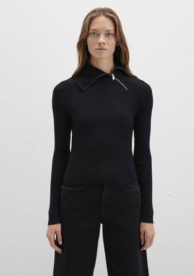 FERMUAR DETAYLI TRİKO Siyah