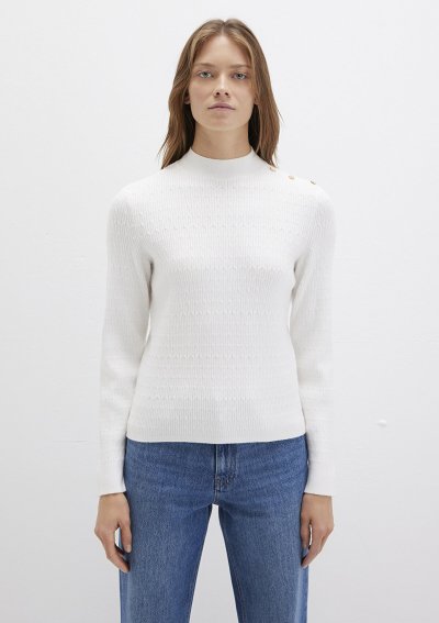 DİK YAKA KAZAK Kırık Beyaz