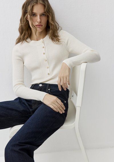 YUVARLAK YAKA KAZAK Kırık Beyaz