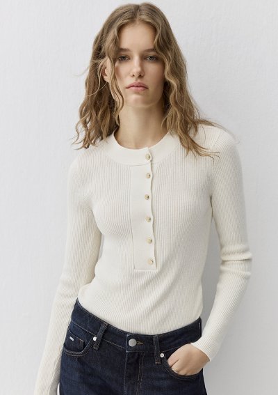 YUVARLAK YAKA KAZAK Kırık Beyaz