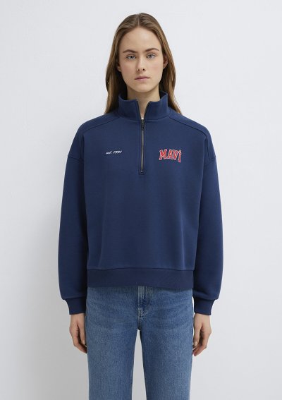 LOGO BASKILI SWEATSHIRT Koyu Lacivert