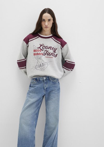 BUGS BUNNY BASKILI SWEATSHIRT Gri Melanj